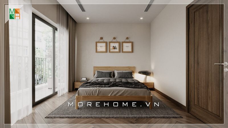Xu hướng hiện nay là sử dụng cửa ra ban công với hệ cửa kính cường lực 3 cánh hoặc 4 cánh để làm cho phòng ngủ của bạn trở nên rộng rãi và thoáng mát hơn.